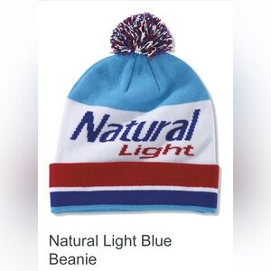 NWOT Natural Light Beer Men’s Beanie Red/White/Blue Pom One Size